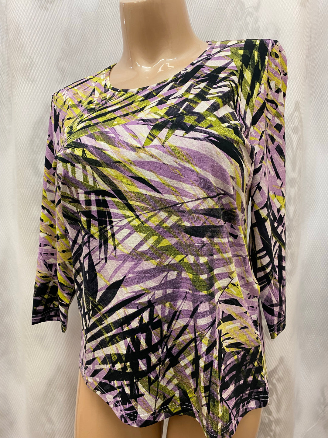Sunday Palm Print 3/4 Sleeve Top - Size Large