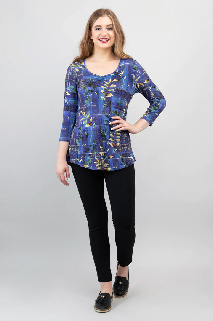 Franny Bamboo 3/4 Sleeve Top - Winter Beauty - Size Medium