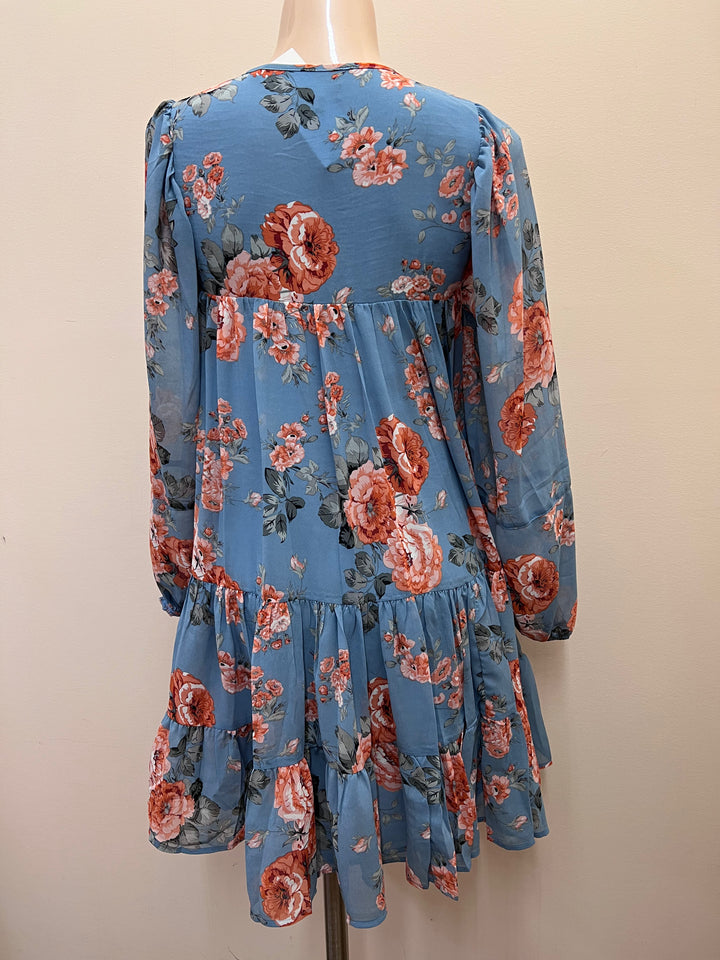 Georgette Floral Smocked Dress - Size Medium