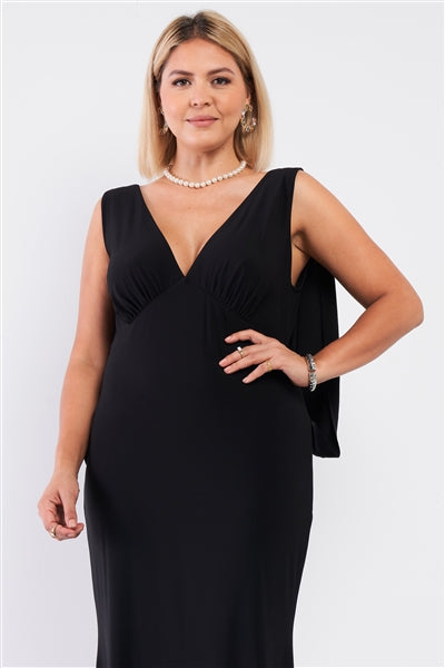 Draped Back V-Neck Sleeveless Maxi Dress