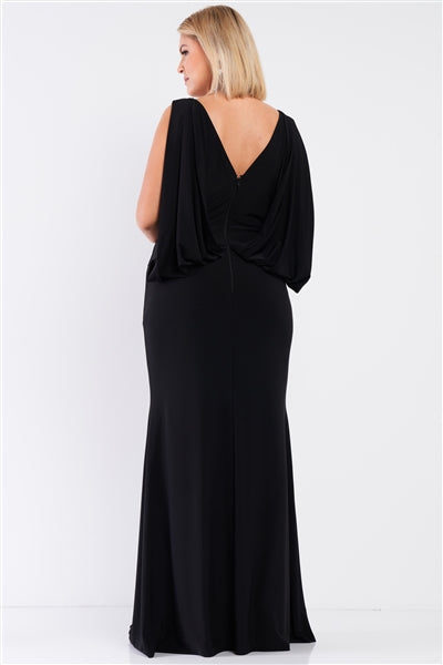 Draped Back V-Neck Sleeveless Maxi Dress