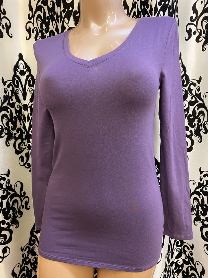Long Sleeve Cotton V-Neck Tee