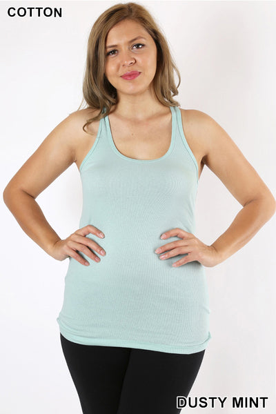 Racer Back Cotton Ribbed Tank - Size 2 X