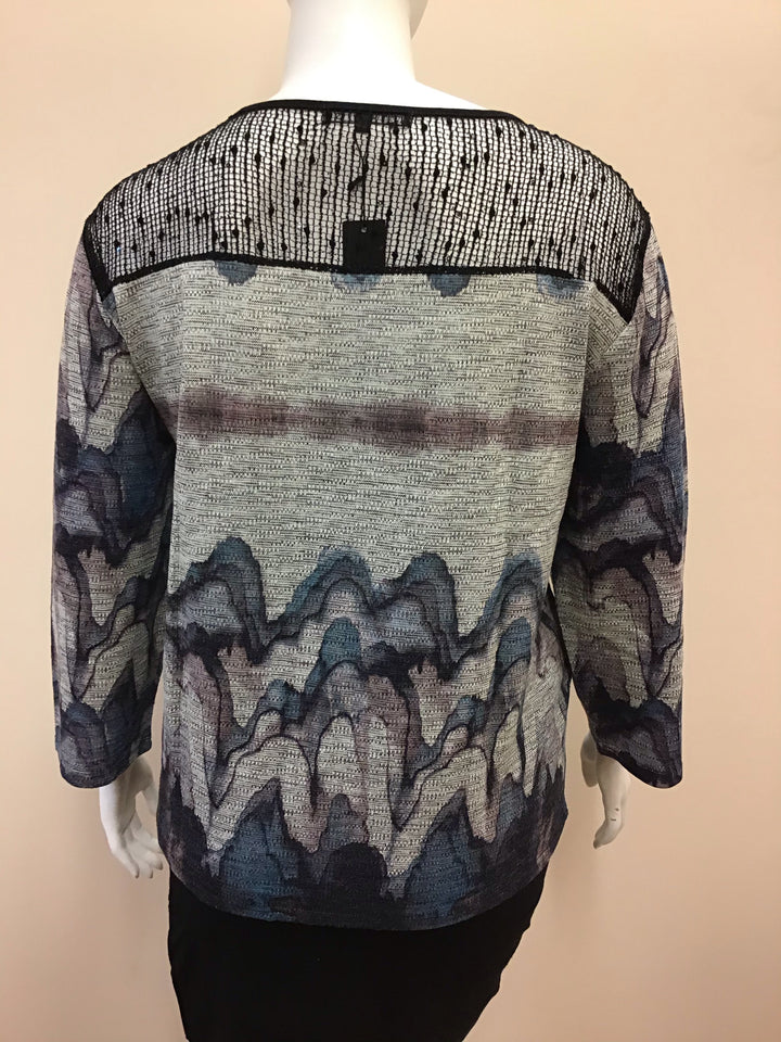 Knit Printed Lace Top - 3/4 Sleeve