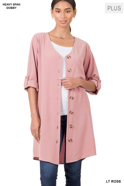 Woven Heavy Span Dobby Cardigan-Button Dress