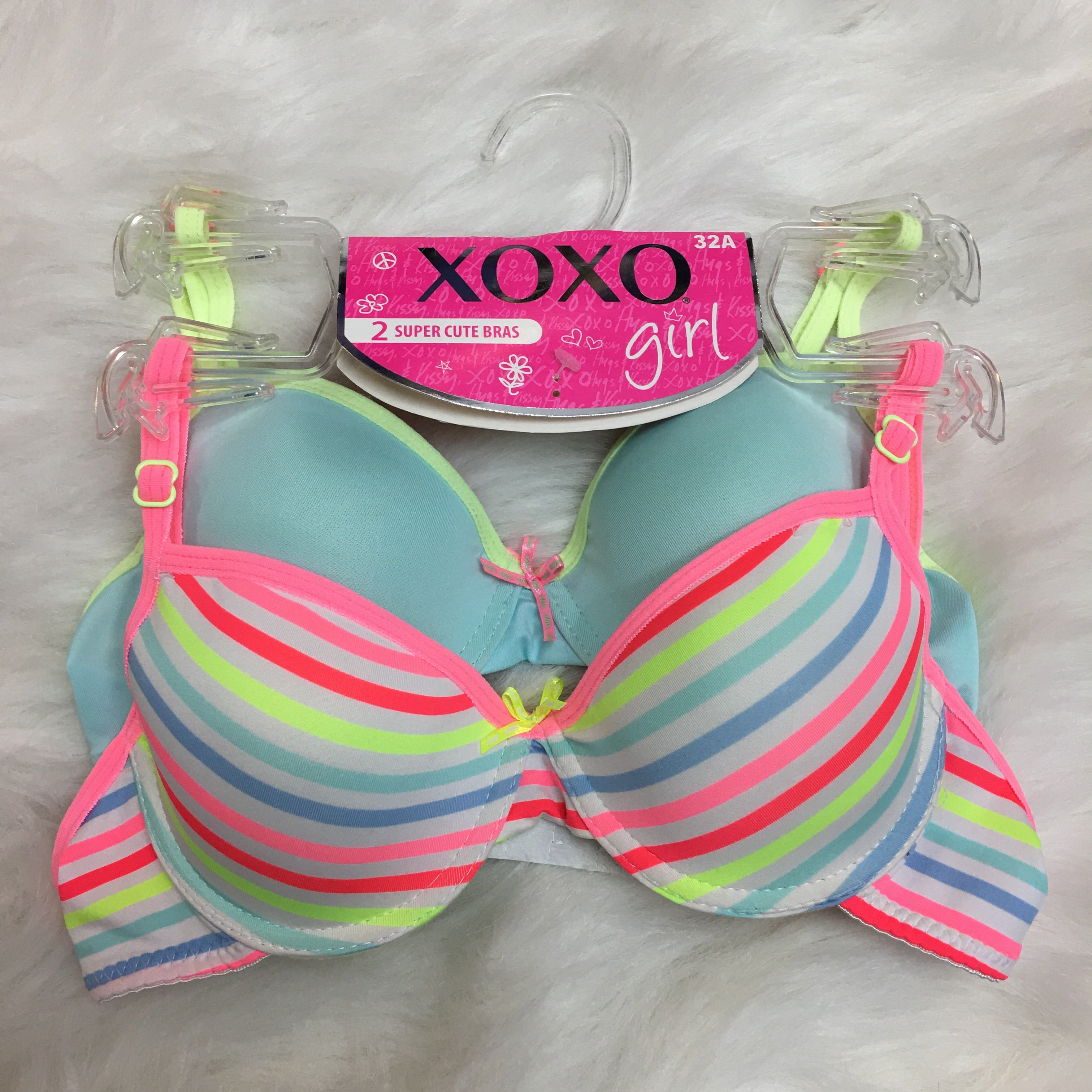 XOXO Set 2 Bras Love Bra Lines Be Gone Size 34B Pink & Animal