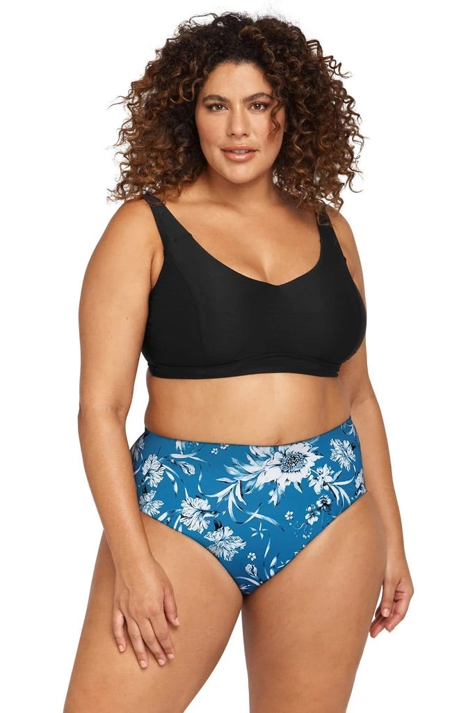 Fleur Du Champ Cerulean Monet  Mid Rise Swim Bottom