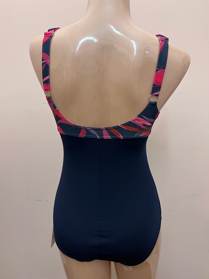 V Front Polyester 1 Piece Swimsuit