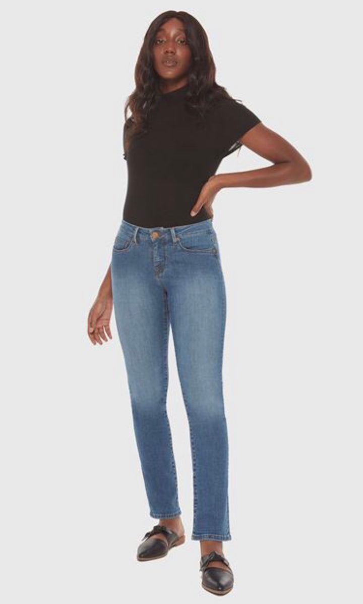 Kristine Mid-Rise Cigarette Jeans - Stone Blue