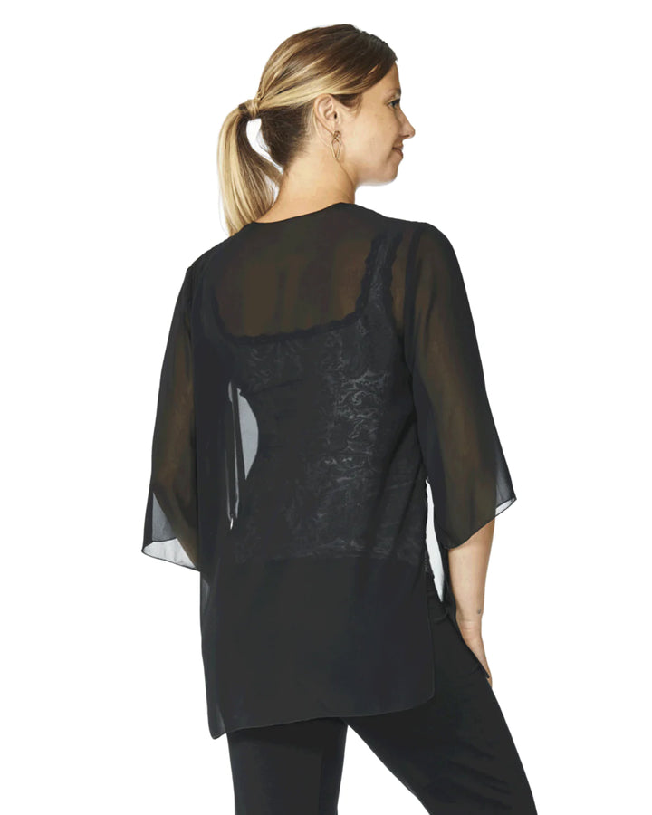 Clara 3/ 4 Sleeve Chiffon Cover-Up - Size 3 X