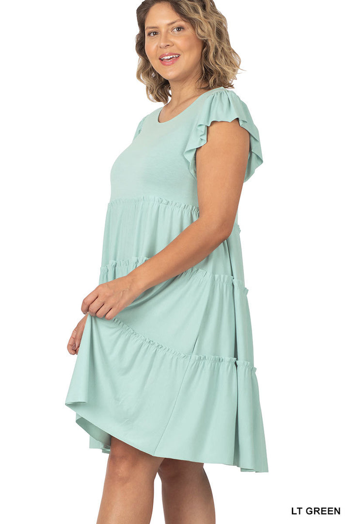 Ruffle Sleeve Tiered Dress - Size 3 X