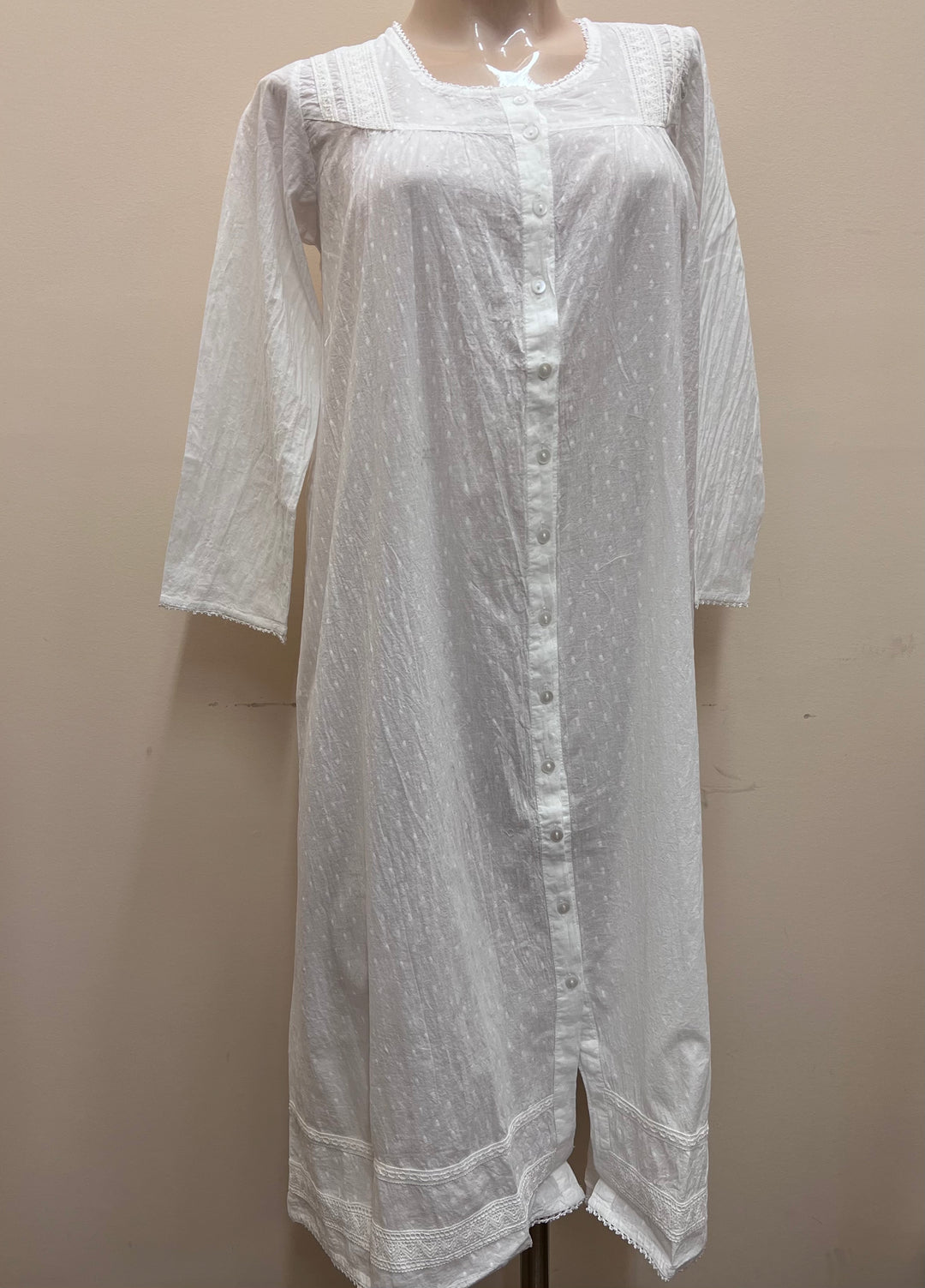 Papa 3/4 Sleeve Button Front Dressing Gown