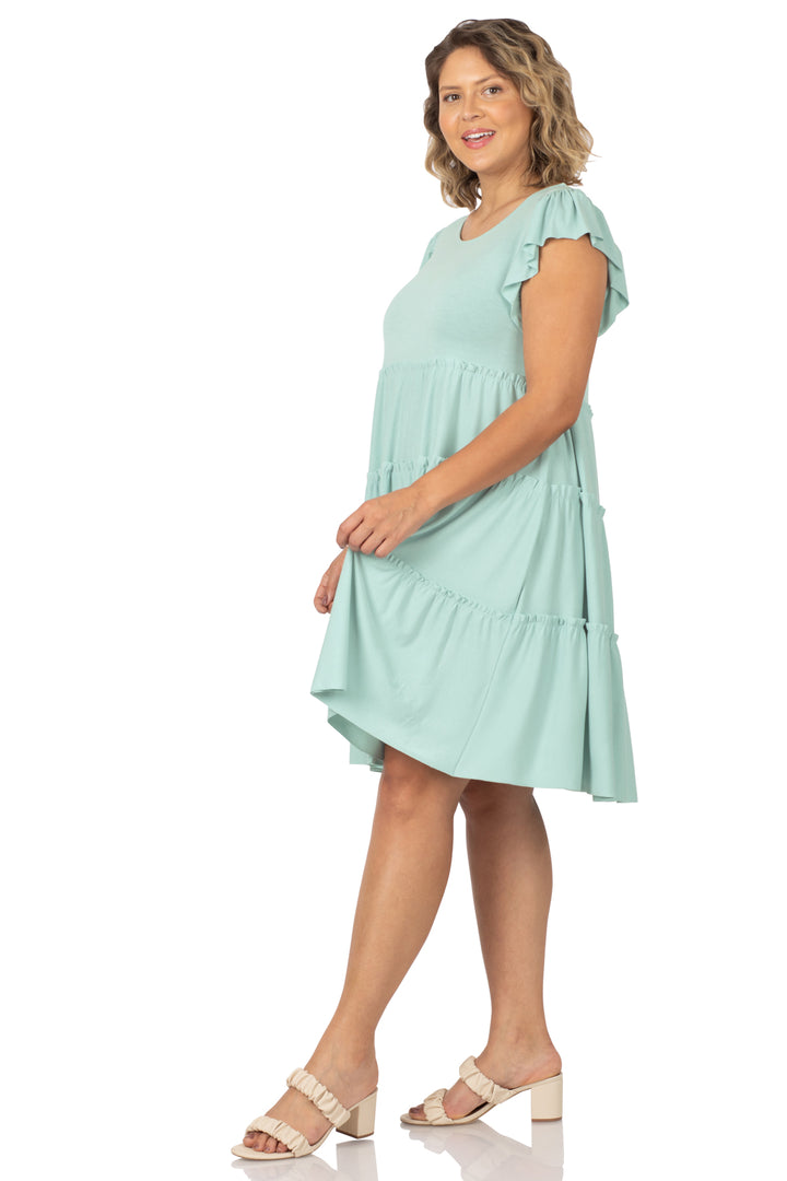 Ruffle Sleeve Tiered Dress - Size 3 X