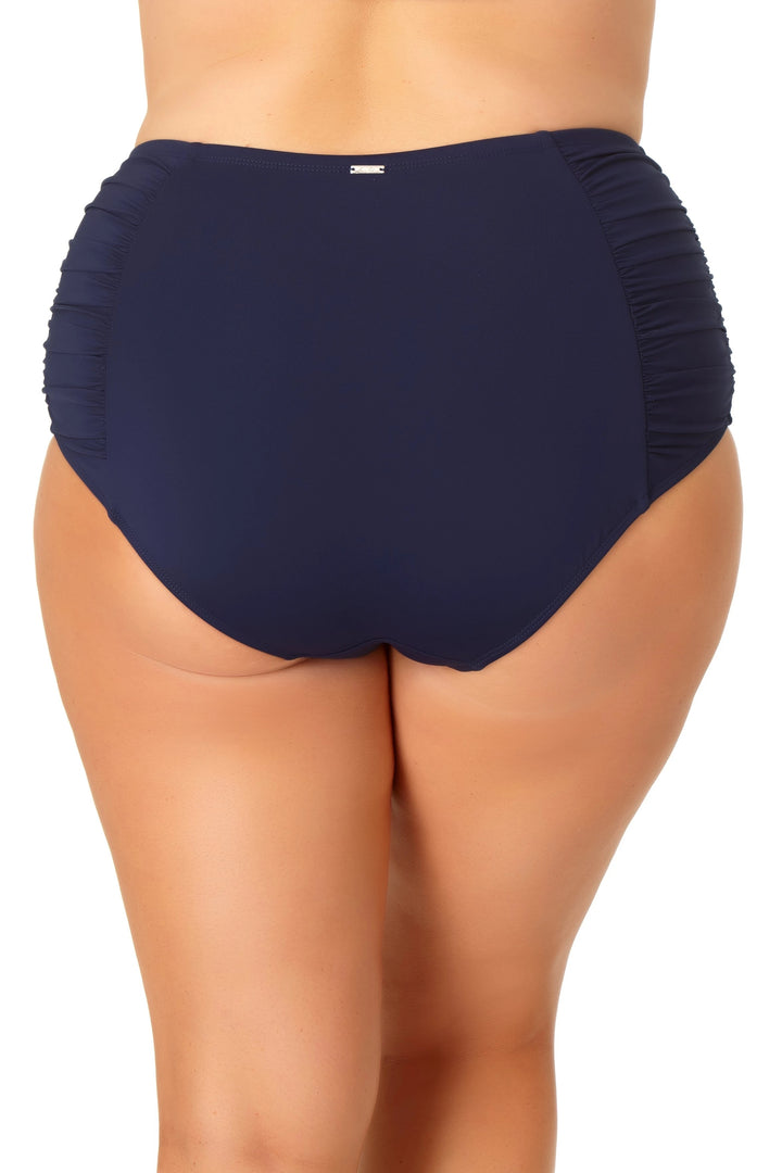 Shirred High Waist Tummy Control Swim Bottom - Size 22W