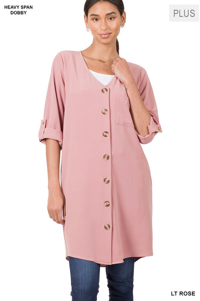 Woven Heavy Span Dobby Cardigan-Button Dress