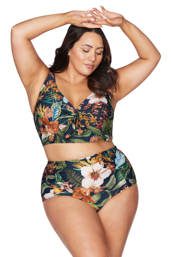 Into the Saltu Navy Cezanne Midriff Underwire Bikini Top