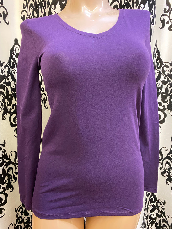 Long Sleeve Cotton V-Neck Tee