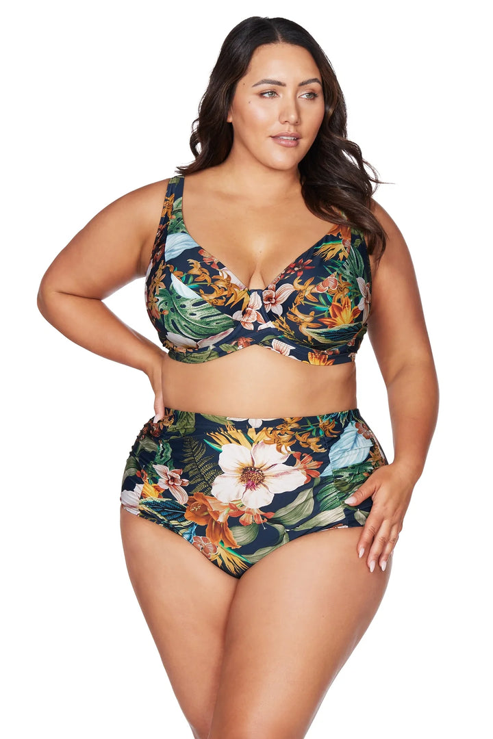 Into The Saltu Navy Goya E/F Cup Bikini Top