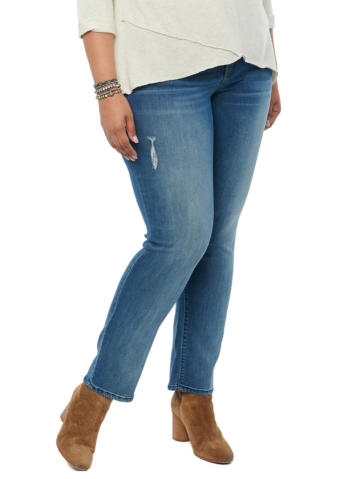 "Ab"solution Blue Straight Leg with Destruction Plus Jeans - Size 24W