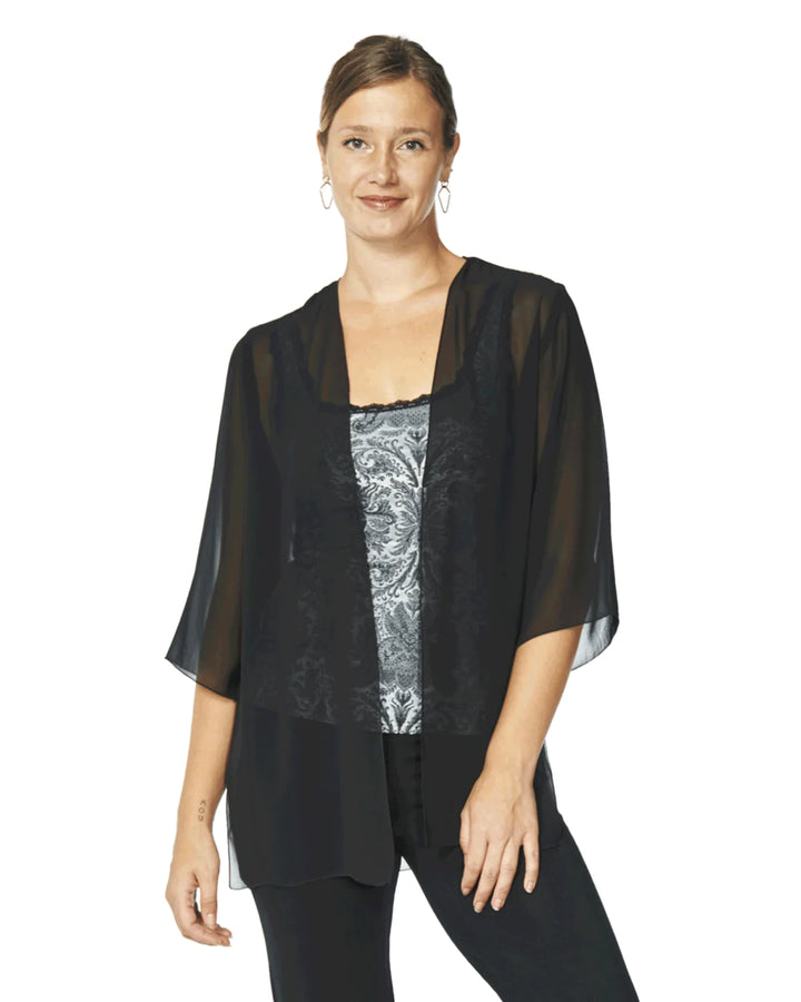 Clara 3/ 4 Sleeve Chiffon Cover-Up - Size 3 X