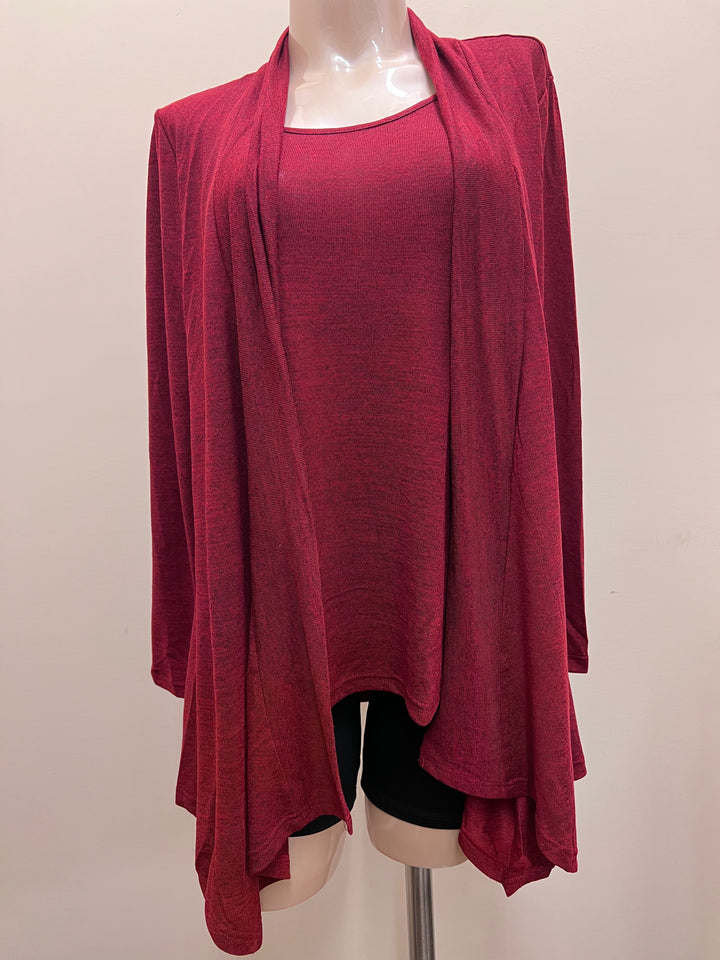 Papa Cardigan w/ Built-In Top - Red - Size Medium