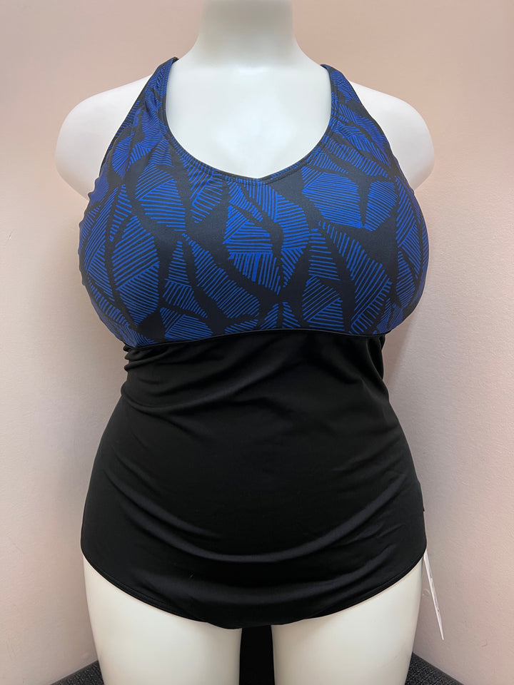 Leaf Line Top Print 1 Piece Swimsuit