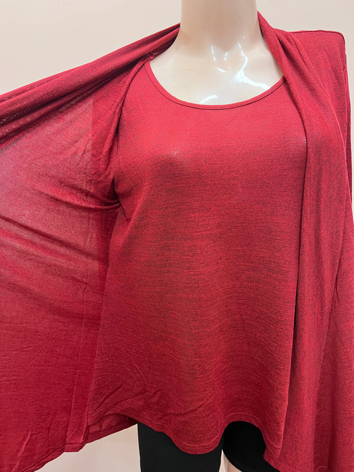 Papa Cardigan w/ Built-In Top - Red - Size Medium