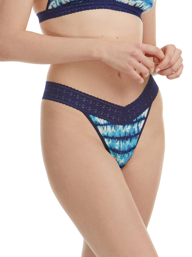 Hanky Panky Printed DreamEase Thong - Indigo Stripe