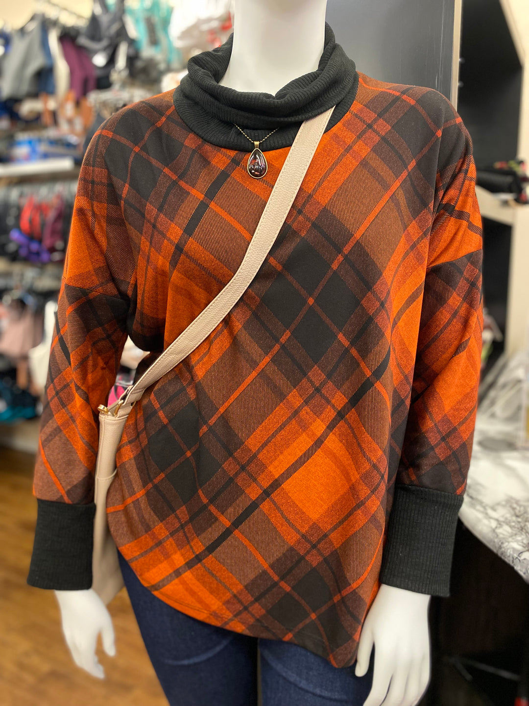 Plaid Sweater - Burnt Orange