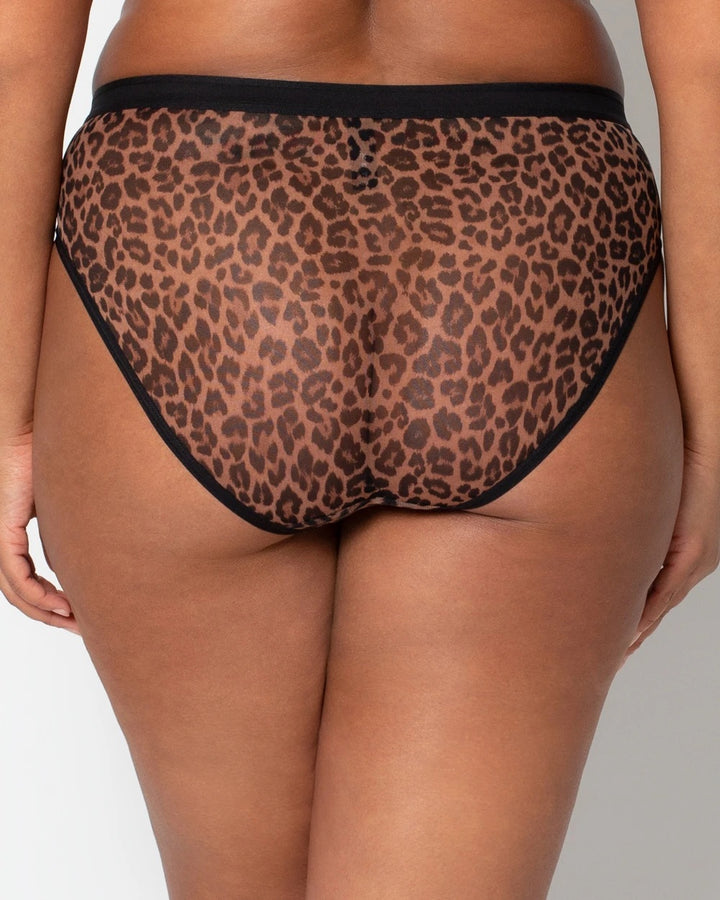 Sheer Mesh High Cut Brief - Leopard