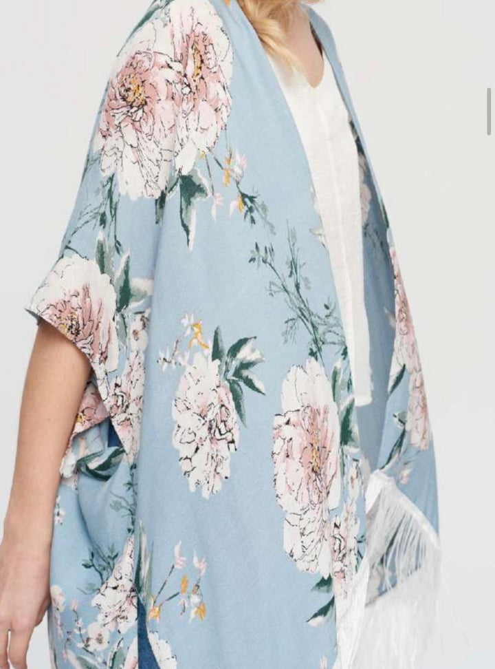 Tassle Fringe Floral Kimono