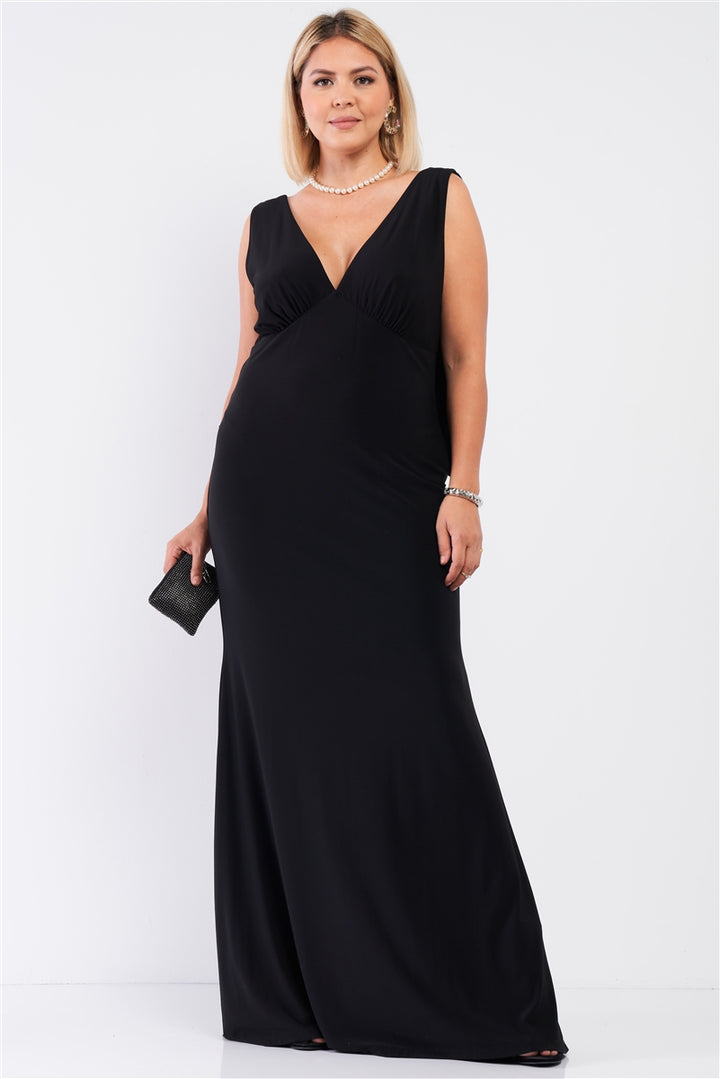 Draped Back V-Neck Sleeveless Maxi Dress