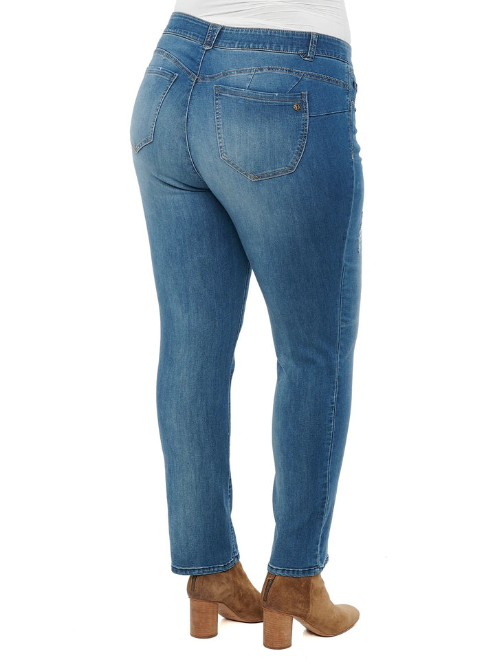 "Ab"solution Blue Straight Leg with Destruction Plus Jeans - Size 24W