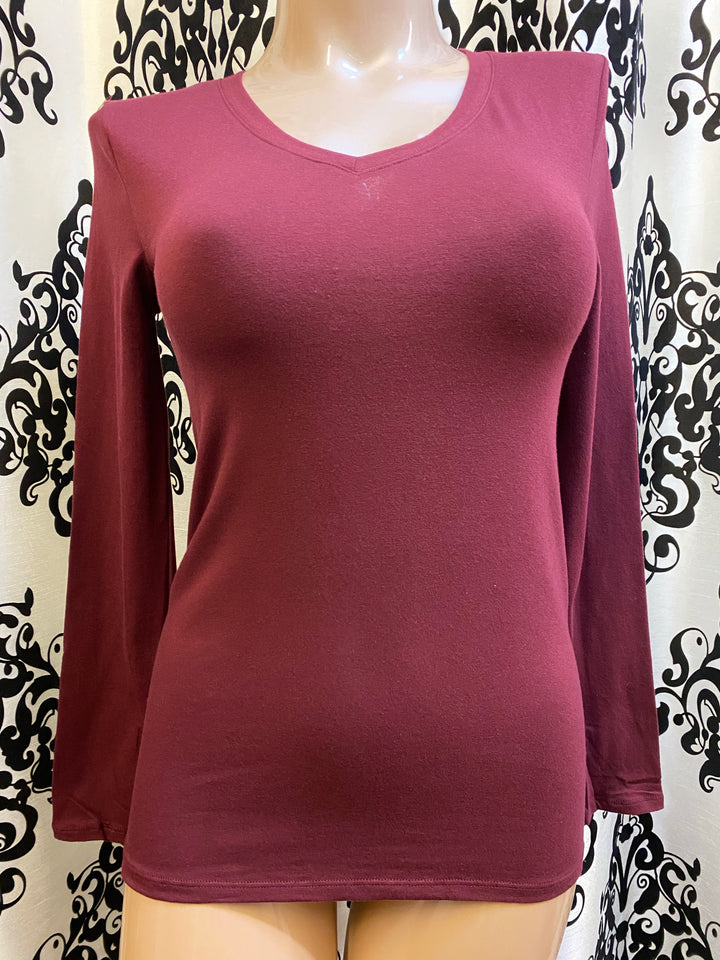 Long Sleeve Cotton V-Neck Tee