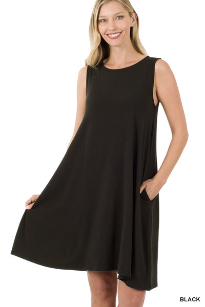 Flared Dress With Pockets - Black - Size 3 X