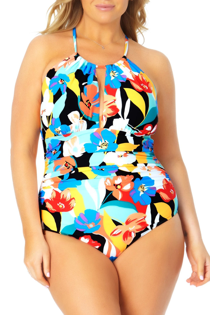 Modern Blooms High Neck Swimsuit - Size 24