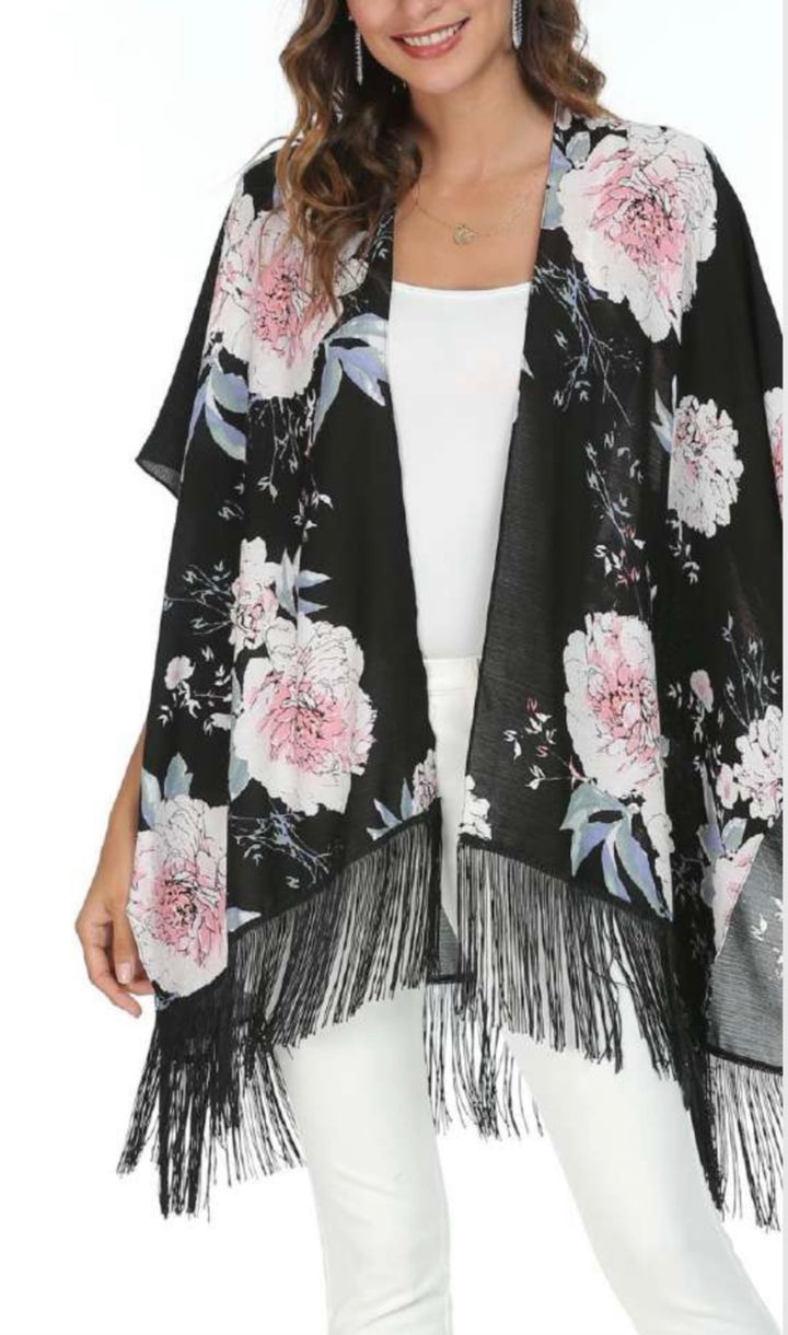 Tassle Fringe Floral Kimono
