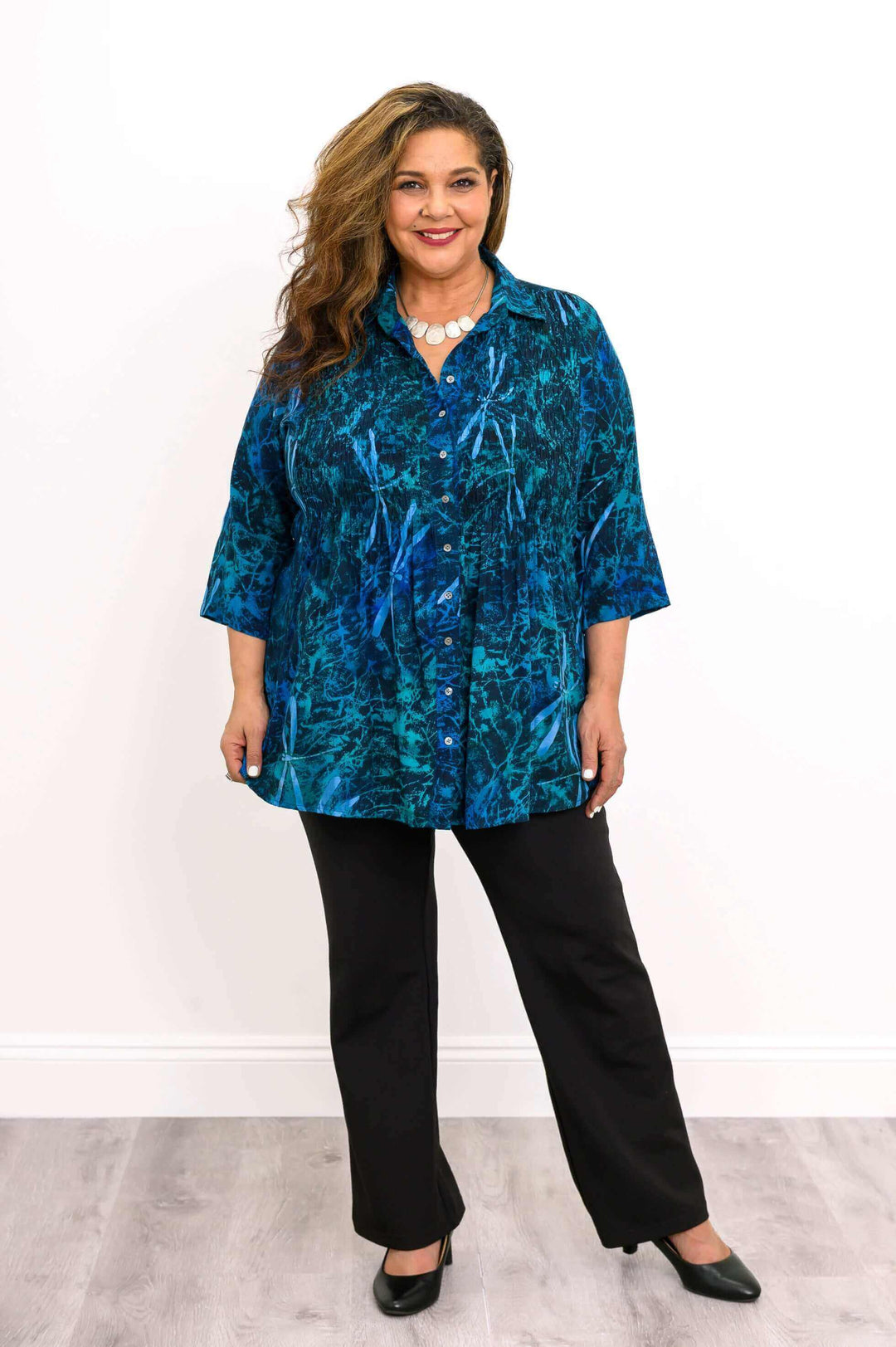 Cindy 3/4 Sleeve Top - Blue Quartz