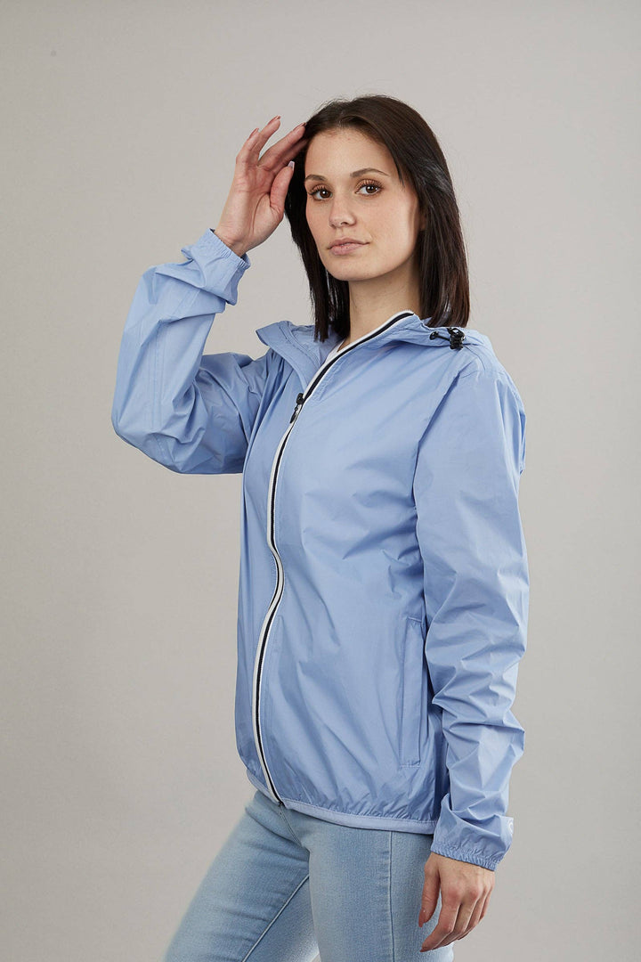 Women Boyfriend fit Zip Front  Packable Rain Jacket