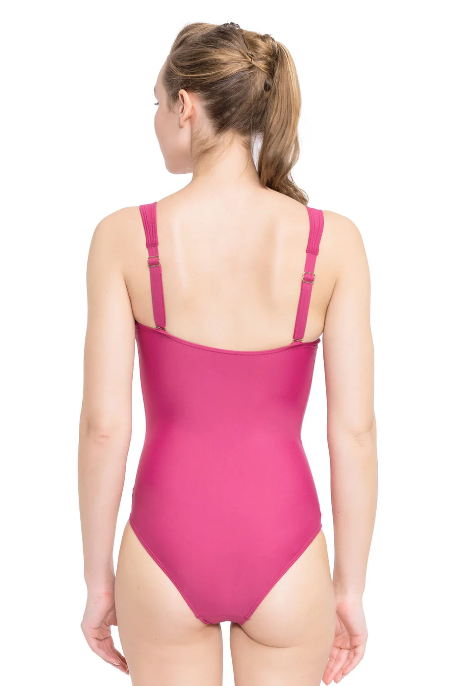 Core Solid Sangria Twist Front One Piece - Size 8