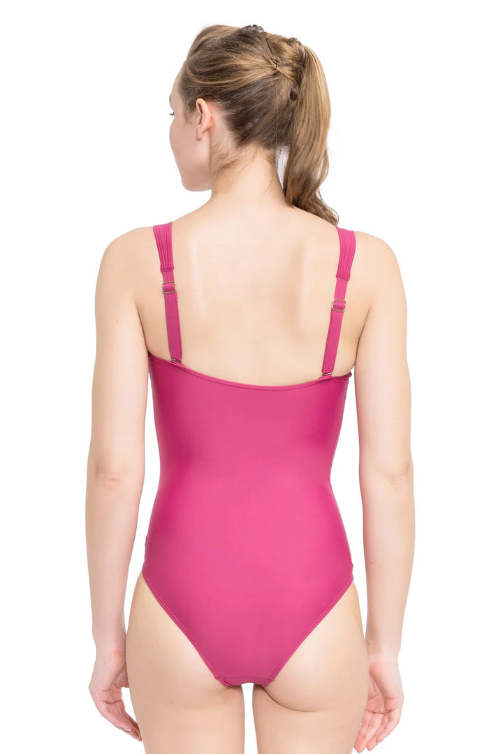 Core Solid Sangria Twist Front One Piece - Size 8