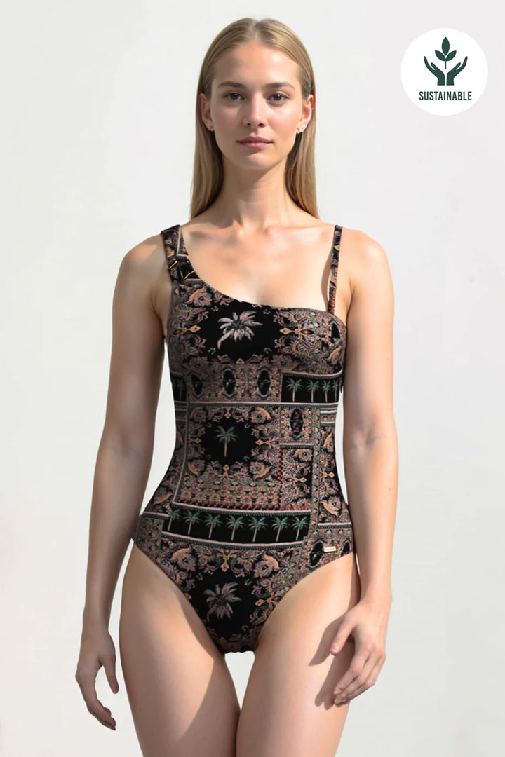 Desert Palm B/C Asymmetric One Piece - Black