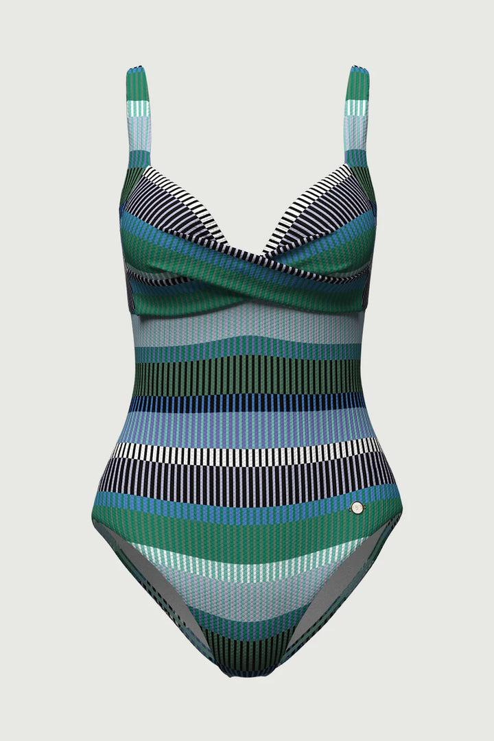 Tropadelic Stripe Cross Front One Piece - Size 8