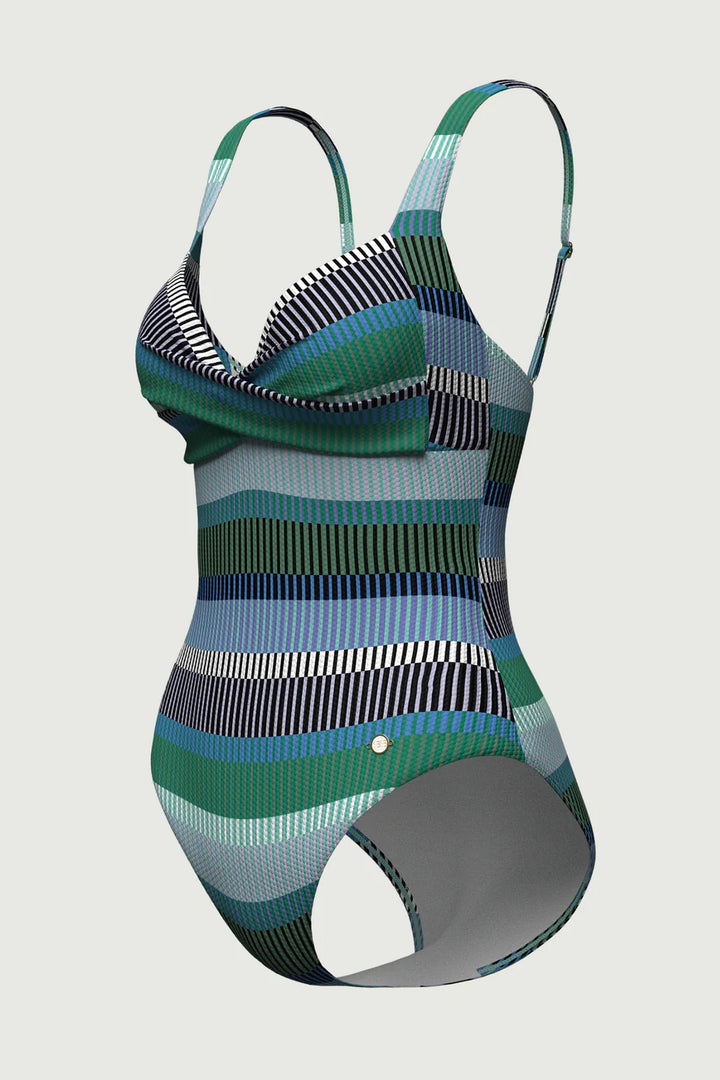Tropadelic Stripe Cross Front One Piece - Size 8