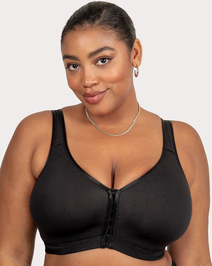 Front / Back Closure Wire Free Bra  - Black Hue