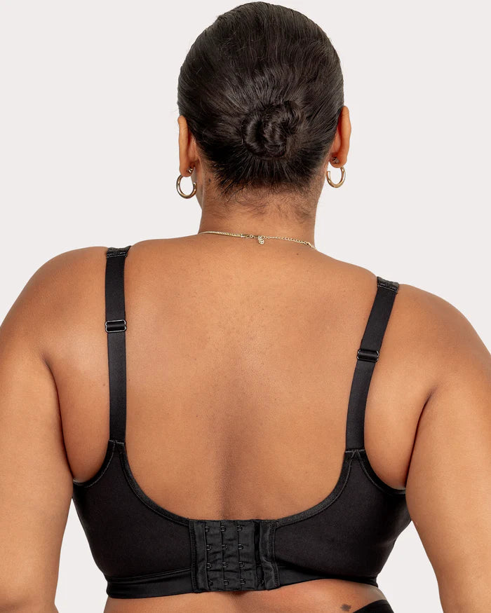 Front / Back Closure Wire Free Bra  - Black Hue