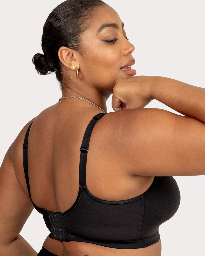 Front / Back Closure Wire Free Bra  - Black Hue