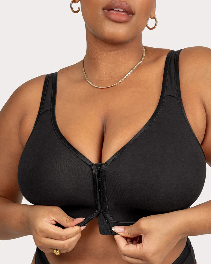 Front / Back Closure Wire Free Bra  - Black Hue