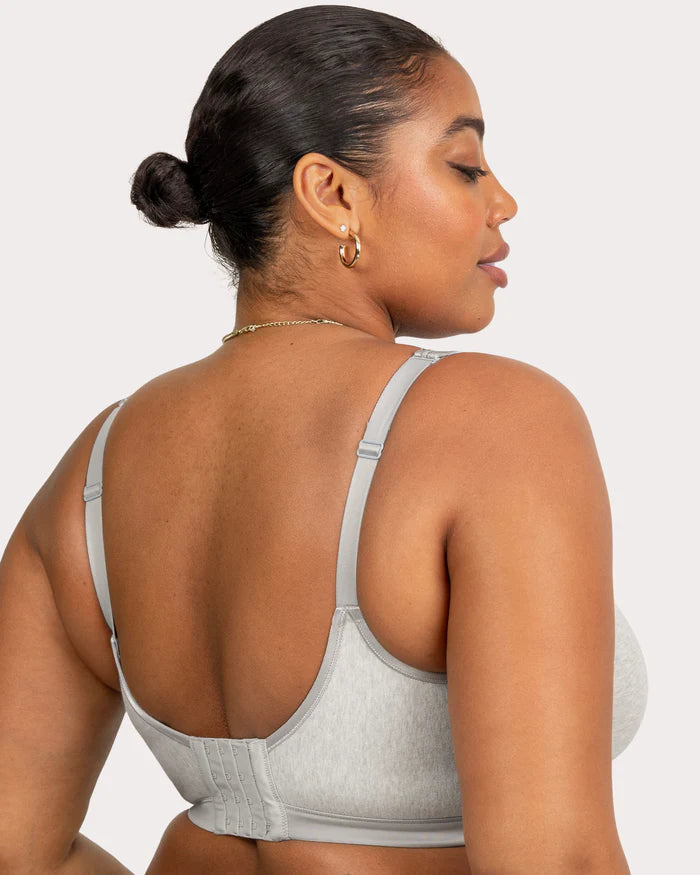 Front / Back Closure Wire Free Bra  - Grey Heather
