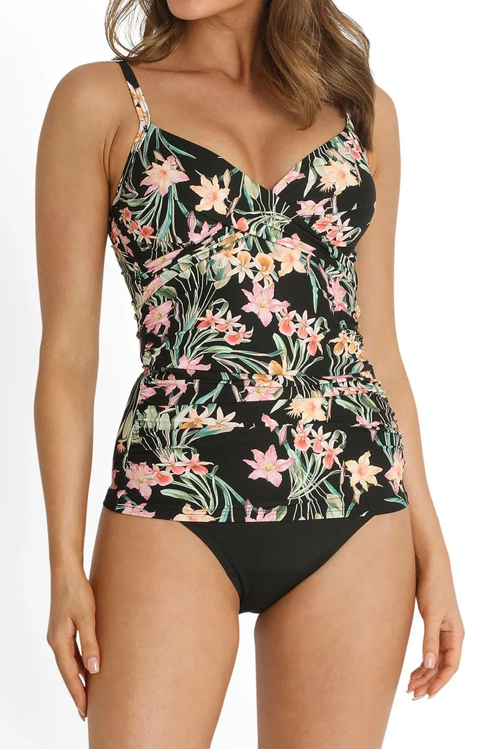 Azura Camellia Twist Front Tankini Top - Size 8